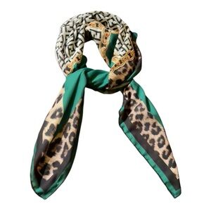 Leopard Print Green Scarf